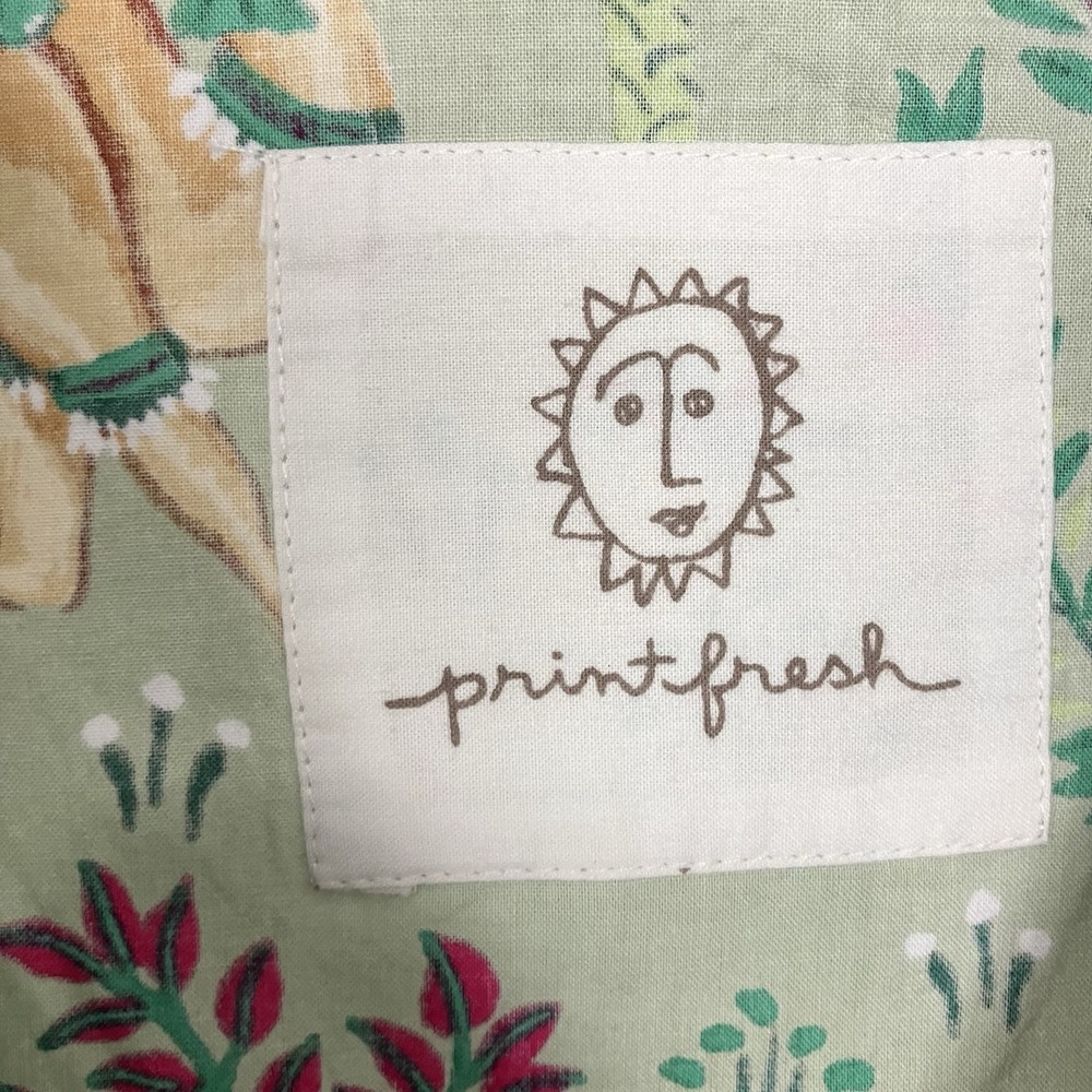 Printfresh Camel Courtyard Avocado Pajama Top Size Large Short Sleeve Button - Picture 3 of 12
